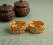 Kasli Premium Rajwadi Kundan & Meenakari Gold-Plated Kadas